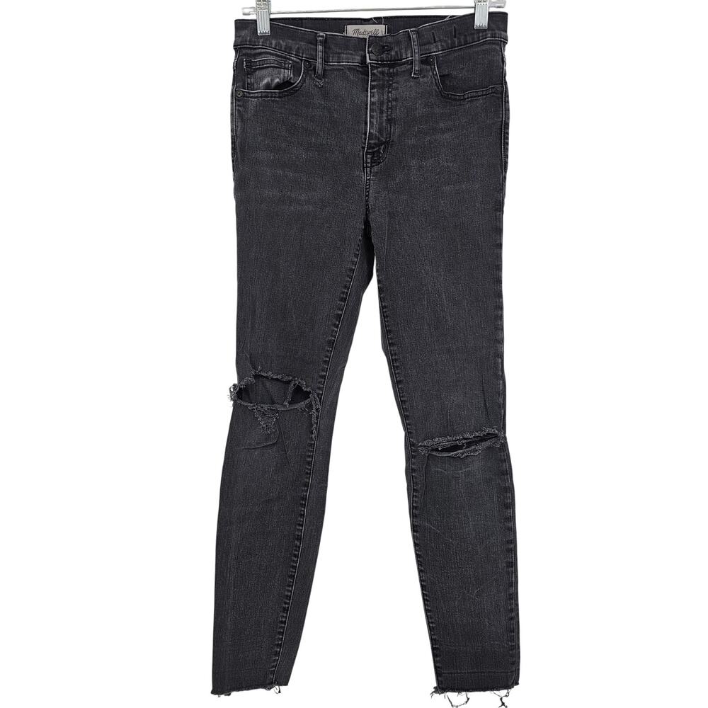 Madewell Womans size 29 Blown Out Knees Skinny 9in High Riser Denim Jeans Black